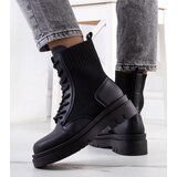 Gemre Black ankle boots with thick soles fabric upper Lennon | ePonuda.com