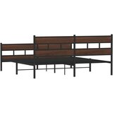 Metalni Kovinski posteljni okvir brez vzmetnice rjavi hrast 183x213 cm, (21608113) | Shoptok.si