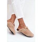 Boto Furry Women's Platform Slides with Strap and Buckle Beige Noraline Cijene