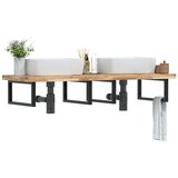  Zidna polica za umivaonik od čelika i masivnog bagremovog drva Smeđa 140 x 50 x 4 cm | shoptok.hr