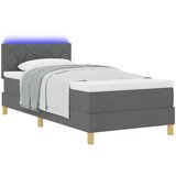 vidaXL Postelja s škrbimi vzmetmi z vzmetnico & LED temno siva 100x200 cm tkanina | Shoptok.si