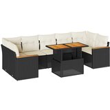 vidaXL Vrtna sedežna garnitura z blazinami 8-delna črn ratan/akacija, (21782056) | Shoptok.si