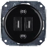  Bohemia-Design - Porcelanska retro USB napajajuća utičnica bez okvira 2x USB-A crna | Eponuda.com