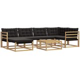  Set vanjskih sofa 7 kom. Bijela i crna Čvrsto drvo akacije | shoptok.hr
