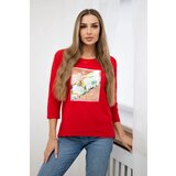 Kesi Blouse with 3D Bird red graphics | shoptok.hr
