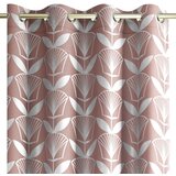 AmeliaHome Curtain FLORIS color powder pink printed theme vegetable style modern silver eyelets oxford 140x250 | shoptok.hr