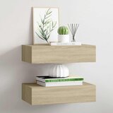  Zidne police s ladicom 2 kom boja hrasta 40 x 23,5 x 10 cm MDF | shoptok.hr