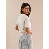 Sinsay Jednobojna pamučna majica s volanima na rukavima | shoptok.hr
