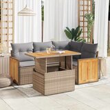  5-dijelni set vrtnih sofa s jastucima poliratan i bagrem bež | shoptok.hr