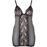 Cottelli Plus Size - prozirni negliže s umetkom od čipke (crni) - 2XL | shoptok.hr