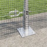vidaXL varjena žična ograja s 13 flanšnimi stebri 0.8x25 m pocinkano jeklo | Shoptok.si