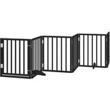 vidaXL Ograda za pse z vrati zložljiva 6 panelov črna 300cm topolovina | Shoptok.si