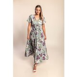 Fenzy Maxi Obleka S Cvetličnim Potiskom, Svetlo Olivna | Shoptok.si