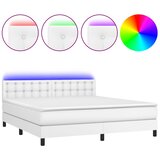  box spring s madracem LED bijeli 160x200 cm umjetna koža | shoptok.hr