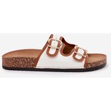 Boto Women's Fabric Slippers On Cork Platform With Buckles White Osoffe | ePonuda.com