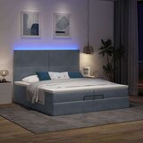 vidaXL Otomanski posteljni okvir z vzmetnicami siv 200x200cm žamet | Shoptok.si