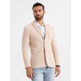 Ombre Men's SLIM knit jacket with subtle texture - beige | Shoptok.si