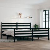 The Living Store Posteljni okvir iz trdne borovine 200x200 cm črn - Posteljni Okvir, (21525842) Cene