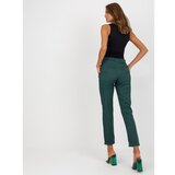Fashion Hunters Dark green women's fabric pants Cene