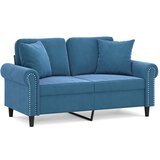 vidaXL Dvosjed s ukrasnim jastucima plavi 120 cm baršunasti | shoptok.hr