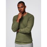Ombre Structured men's sweater with round neckline - olive Cene
