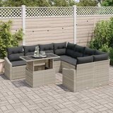  Sjedeća garnitura za vrt 9 kom. Svijetlo siva poliratan Svjetlosiva 100 x 55 x 73 cm | shoptok.hr