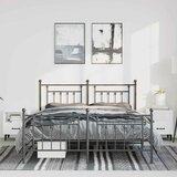  Metalni okvir kreveta uzglavlje i podnožje crni 150x200 cm | shoptok.hr