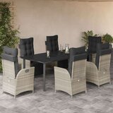 vidaXL 7-dijelni vrtni blagovaonski set od poliratana s jastucima sivi | shoptok.hr