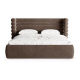 Micadoni Smeđi tapecirani bračni krevet s prostorom za odlaganje s podnicom 200x200 cm Mount – | shoptok.hr