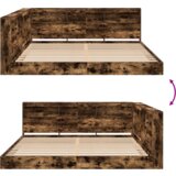  Krevet s policom Dimljeni hrast 180x200 cm Inženjersko drvo | shoptok.hr