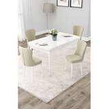 Hanah home trpezarijski set Due, sto na razvlačenje i 4 stolice, bela ploča, krem tkanina Babyface | Eponuda.com