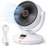  Brezžični LCD aku. ventilator samodejno nihanje USB 22cm bel Cene