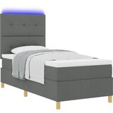 vidaXL Postelja z vzmetnico in LED osvetlitvijo Temno siva 100x200 cm Tkanina | Shoptok.si