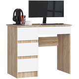 AKORD A-7 Računalniška Miza, Leva Izvedba, Hrast Sonoma/Bela, (5000332932) | Shoptok.si