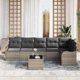  Sjedeća garnitura za vrt 7 kom. Crna poliratan Siva 287,5 x 122,5 x 69 cm | shoptok.hr