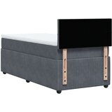 vidaXL Box spring postelja z vzmetnico temno siva 90x200 cm žamet | Shoptok.si