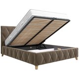 MID.YOU OBLAZINJENA POSTELJA 180 cm x 200 cm , les, kovina, tekstil, leseni material umazano rjava | Shoptok.si