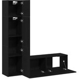  3-delni omarica za TV, nameščena na steni, črna, inženirski les, (22012342) | Shoptok.si