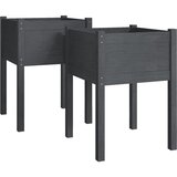 Furnova Vrtno cvetlično korito 2 kosa sivo 50x50x70 cm trdna borovina, (21920735) | Shoptok.si