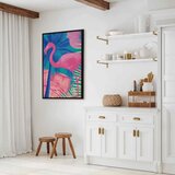  Slika - Pink Flamingo - Abstract Flamingo Against Palms and Ice Cubes 80x120 U crnom drvenom okviru | shoptok.hr