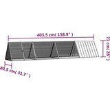 vidaXL Kletka za zajce siva 403,5x80,5x71 cm pocinkano jeklo | Shoptok.si