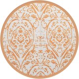 Vanjski Zunanja preproga oranžna in bela Ø200 cm PP | Shoptok.si