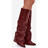 Boto Insulated Women's Boots with Rolled Shaft on a Heel Bordeaux Elivira | shoptok.hr