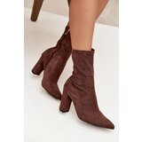 Boto Women's Block Heel Ankle Boots with Stitching Brown Rosivelle | Shoptok.si