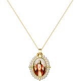 Ogrlica Medaljon Isus PM-41178 - Zlatna / Bijela / Tip3 KP41178 Cijene