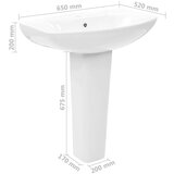 In Samostojeći umivaonik keramički bijeli 650 x 520 x 200 mm | shoptok.hr