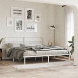  Metalni okvir za krevet s uzglavljem bijeli 200x200 cm | shoptok.hr