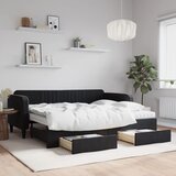 vidaXL Izvlečna dnevna postelja s predali črna 90x200 cm žamet Cene