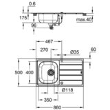 Grohe K200 31562SD1 Pomivalnik, 860 x 500 mm, armatura, reverzibilna, Satin nerjaveče jeklo | Shoptok.si
