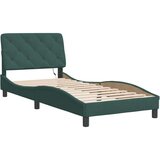 vidaXL Okvir kreveta s LED svjetlima tamnozeleni 90x200 cm baršunasti | shoptok.hr